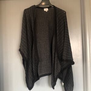 Amerian Eagle Outfitters Womens Black Gray Open Cardigan/Kimono Sweater One Size